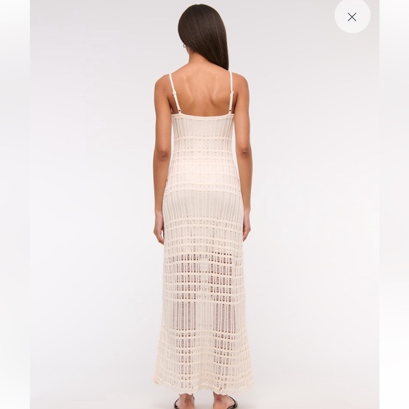 NWT Abercrombie & Fitch Crochet-Style Maxi Dress Cream Women’s Size Large - Picture 4 of 13